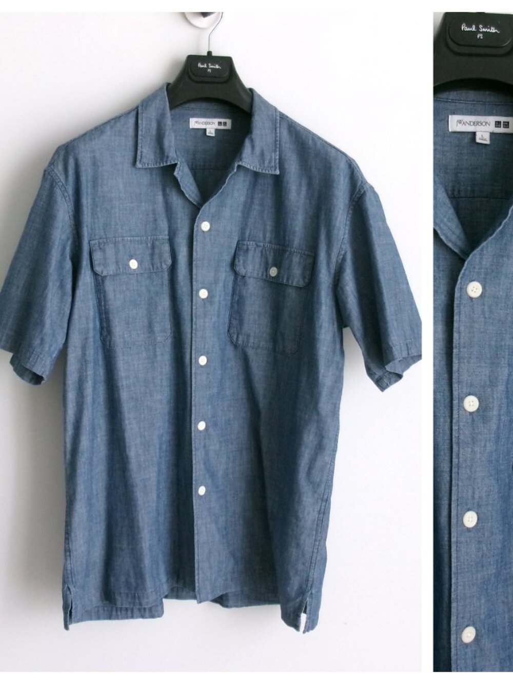 J.W ANDERSON x UNIQLO CHAMBRAY MEN'S NENIM SHIRT BLUE